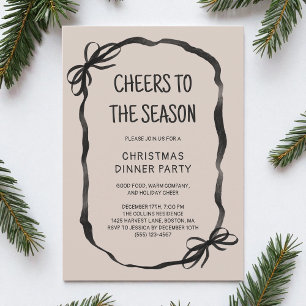 Brown Whimsical Hand Drawn Christmas Dinner Party Invitation