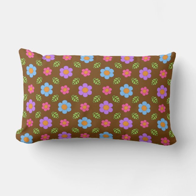 Brown Whimsy Floral Pillow (Front)