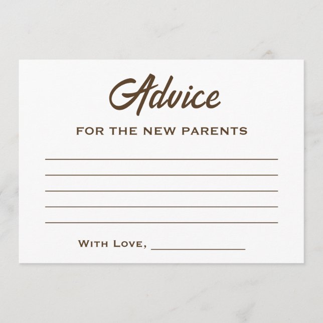 Brown White A Baby Is Brewing Coffee Baby Shower Advice Card (Front)