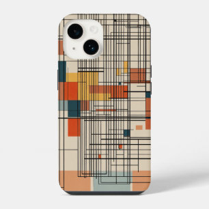 brown white and black blue small lines iPhone 14 case