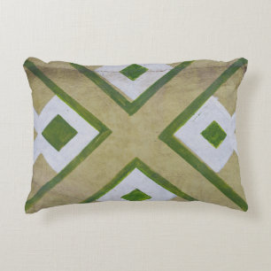 Brown, white, and green textile close-up photograp decorative cushion