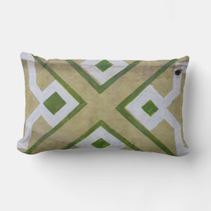 Brown, white, and green textile close-up photograp lumbar cushion