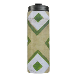 Brown, white, and green textile close-up photograp thermal tumbler
