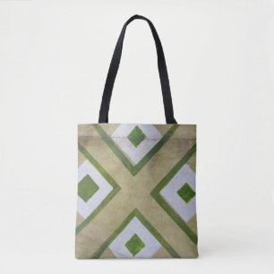 Brown, white, and green textile close-up photograp tote bag