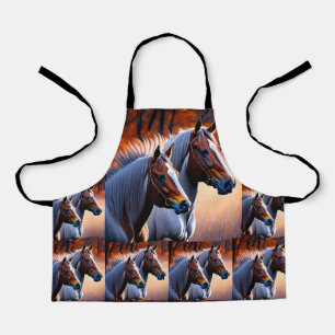 Brown White Brumby Horses, Kids Full Print Apron