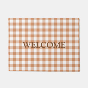 Brown White Buffalo Lumberjack Plaids Welcome Doormat