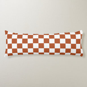 Brown White Chequered Check Pattern Body Cushion