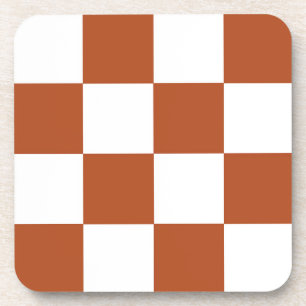 Brown White Chequered Check Pattern Coaster