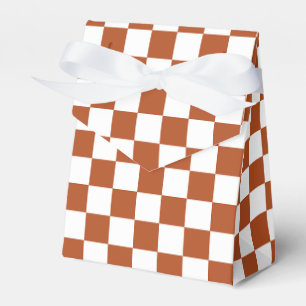 Brown White Chequered Check Pattern Favour Box