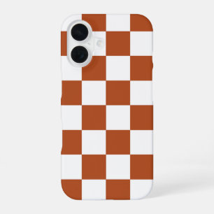 Brown White Chequered Check Pattern iPhone 16 Case
