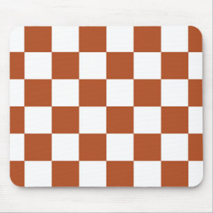 Brown White Chequered Check Pattern Mouse Pad