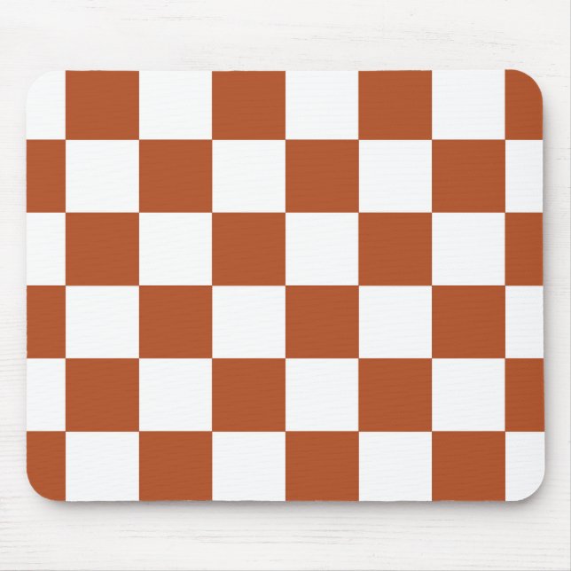Brown White Chequered Check Pattern Mouse Pad (Front)
