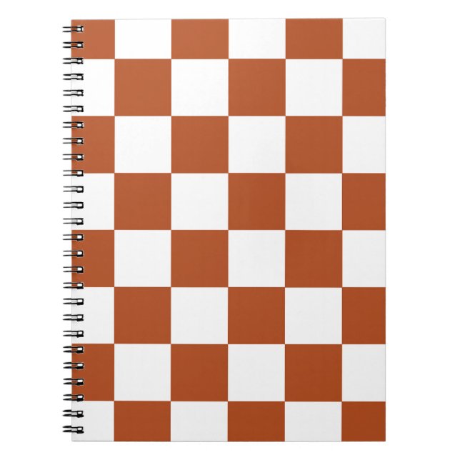 Brown White Chequered Check Pattern Notebook (Front)