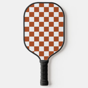 Brown White Chequered Check Pattern Pickleball Paddle