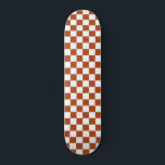 Brown White Chequered Check Pattern Skateboard<br><div class="desc">Brown and White Check Chequered Geometric Squares Pattern Design</div>