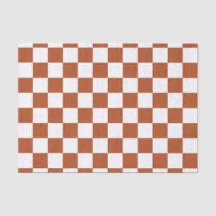 Brown White Chequered Check Pattern Tissue Paper