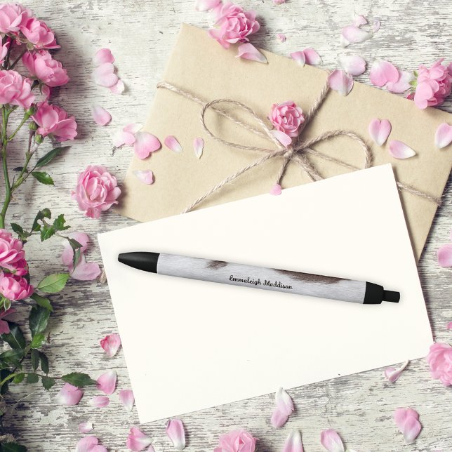 Brown White Cow Fur Like Print Monogram Black Ink Pen (Creator Uploaded)