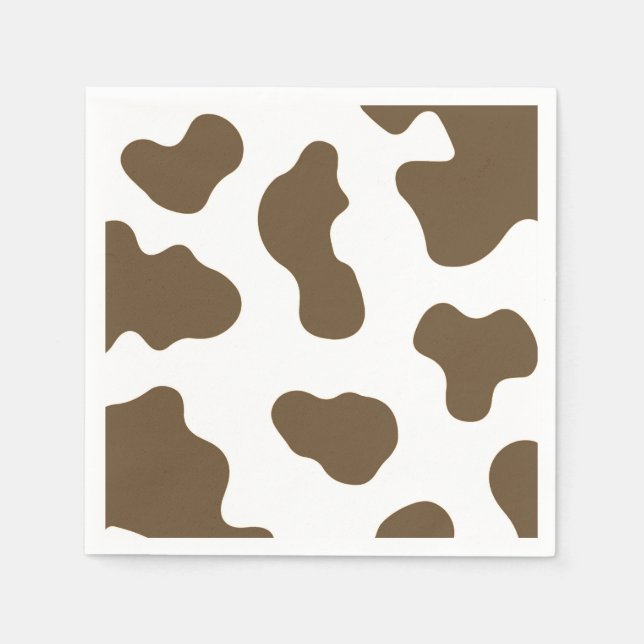 Brown White Cow Print Country Western Rodeo Party Napkin (Front)