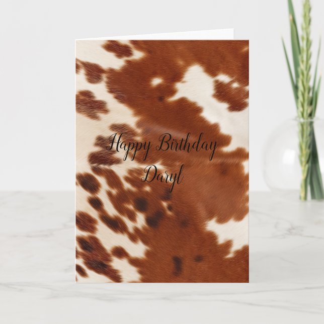 Brown White Cowhide  Card (Front)