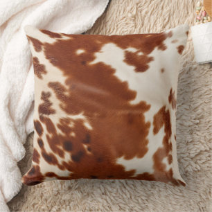 Brown White Cowhide Cushion