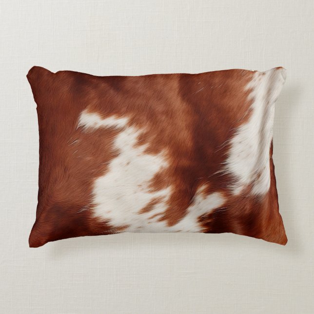 Brown White Cowhide Decorative Cushion (Front)