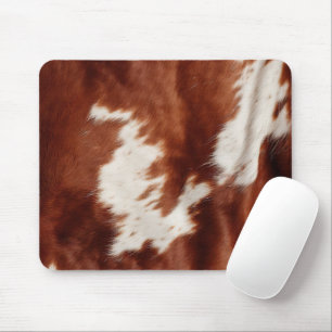 Brown White Cowhide Mouse Pad
