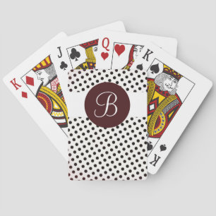 Brown white dots custom monogram playing cards