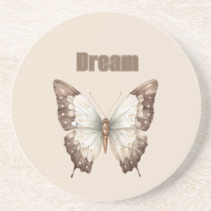 Brown White Dream Butterfly Coaster