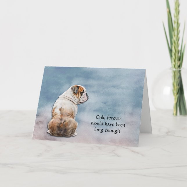 Brown White English Bulldog Sympathy Card (Front)