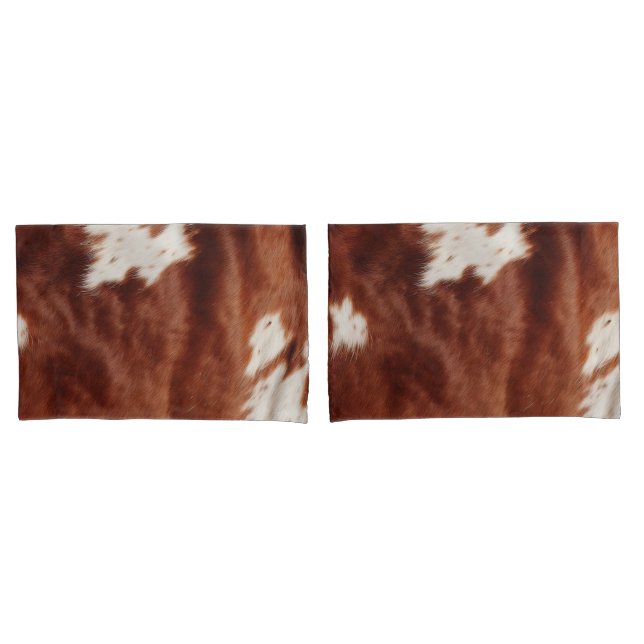Brown White Faux Cowhide Pillowcase (Front-Set)