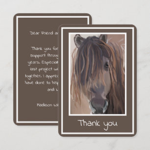 Brown White Framed Horse Painting Thank You Card