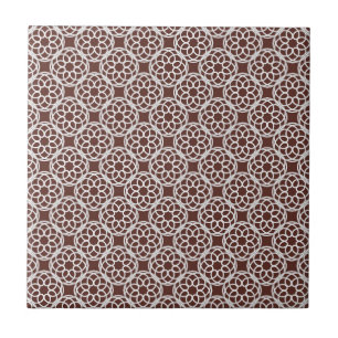 Brown White Geometric Seamless Pattern Ceramic Tile