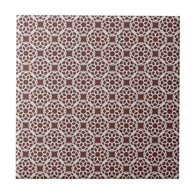 Brown White Geometric Seamless Pattern Ceramic Tile (Front)