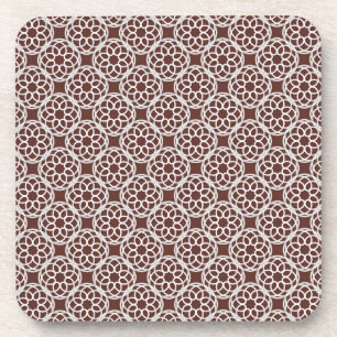 Brown White Geometric Seamless Pattern Coaster