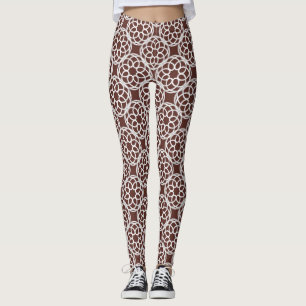 Brown White Geometric Seamless Pattern Leggings