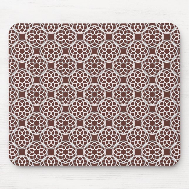 Brown White Geometric Seamless Pattern Mouse Pad (Front)