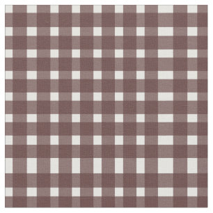 Brown White Gingham Pattern  Fabric