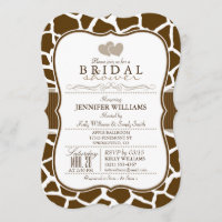 Brown, White Giraffe Animal Print Bridal Shower