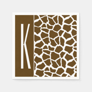 Brown & White Giraffe Animal Print Napkin
