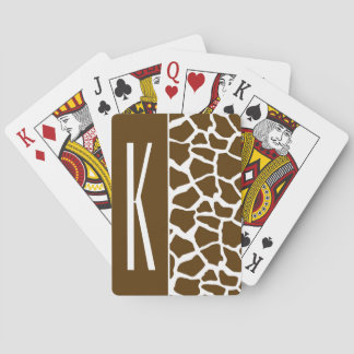 Brown & White Giraffe Animal Print Playing Cards