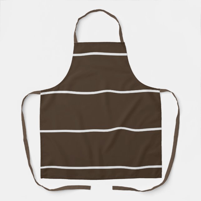 Brown White Horizontal  Stripe Kitchen Chef  Apron (Front)