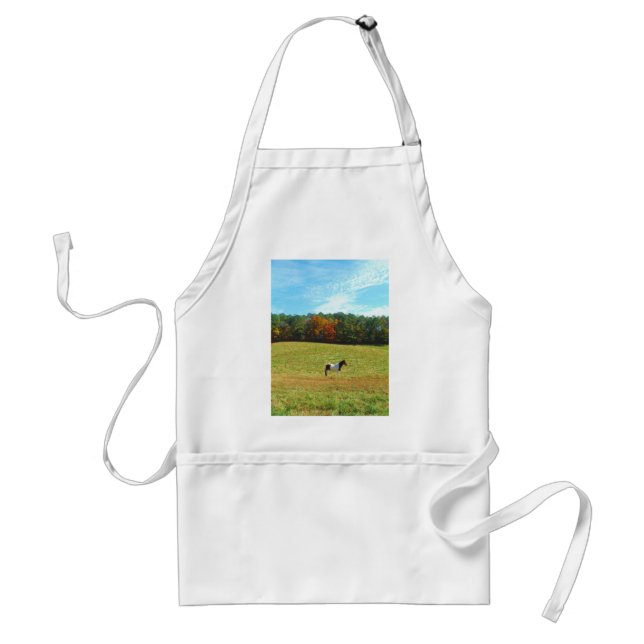 Brown & White horse,autumn trees,blue sky Standard Apron (Front)