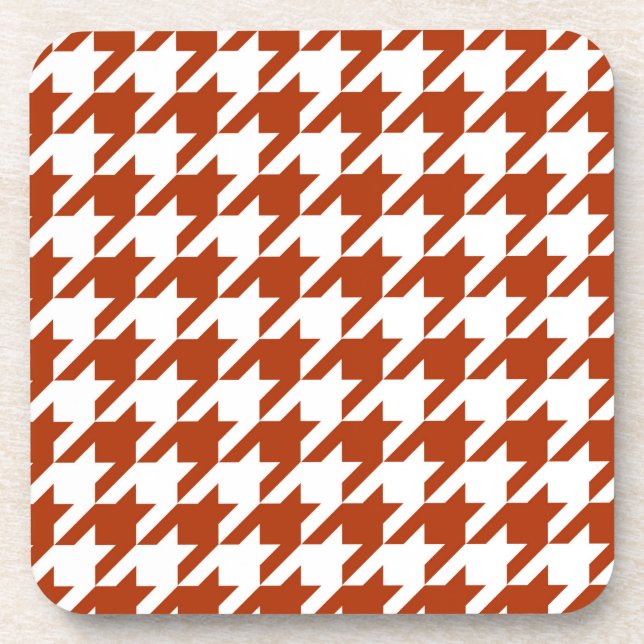 Brown White Houndstooth Plaid Design  Coaster (Front)