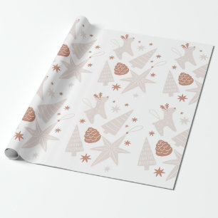 Brown White Illustrated Christmas Wrapping Paper