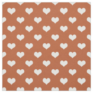 Brown White Love Heart Pattern Design Fabric