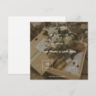 Brown White Minimalist Rustic  Wedding Invitation