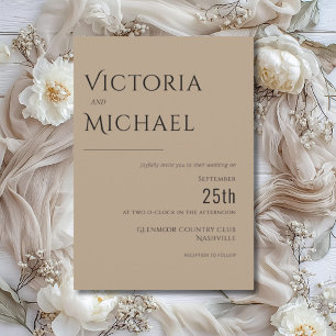Brown & White Modern Customized Wedding Invitation