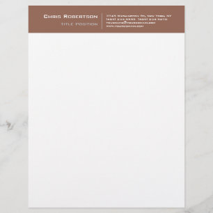 Brown White Modern Minimalist Plain Custom Letterhead