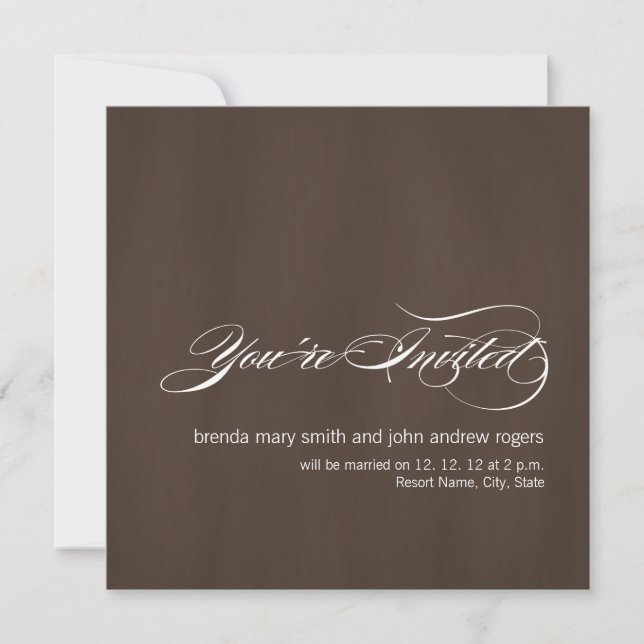 Brown White Modern Wedding Invitation (Front)