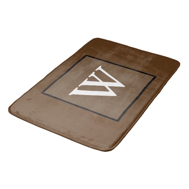 Brown White Monogram Bath Mat (Angled)